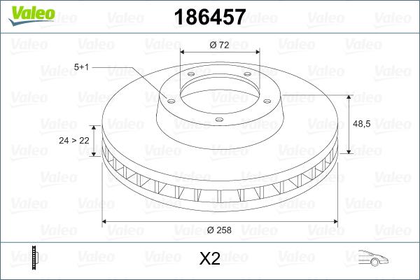 Valeo 186457 - Гальмівний диск avtolavka.club