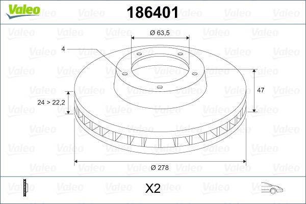 Valeo 186401 - Гальмівний диск avtolavka.club