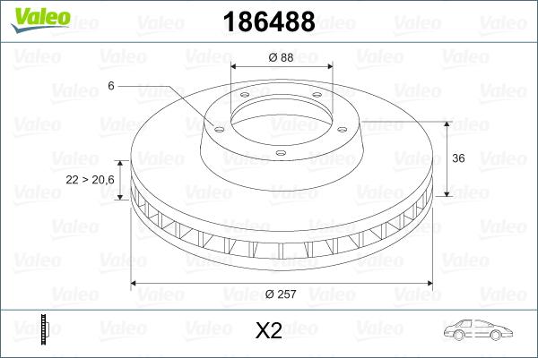 Valeo 186488 - Гальмівний диск avtolavka.club