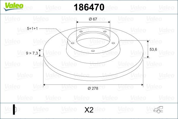 Valeo 186470 - Гальмівний диск avtolavka.club