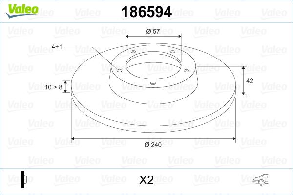 Valeo 186594 - Гальмівний диск avtolavka.club