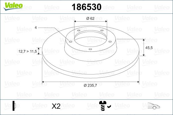 Valeo 186530 - Гальмівний диск avtolavka.club