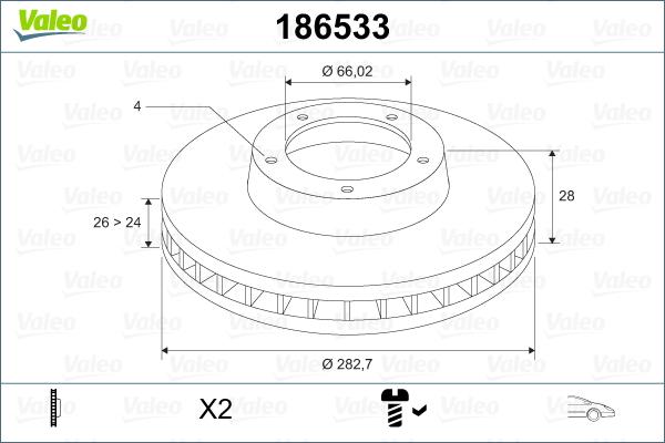 Valeo 186533 - Гальмівний диск avtolavka.club