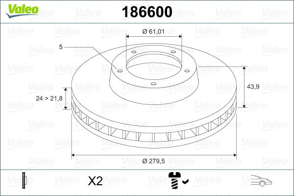 Valeo 186600 - Гальмівний диск avtolavka.club