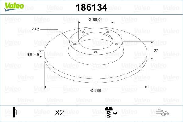 Valeo 186134 - Гальмівний диск avtolavka.club