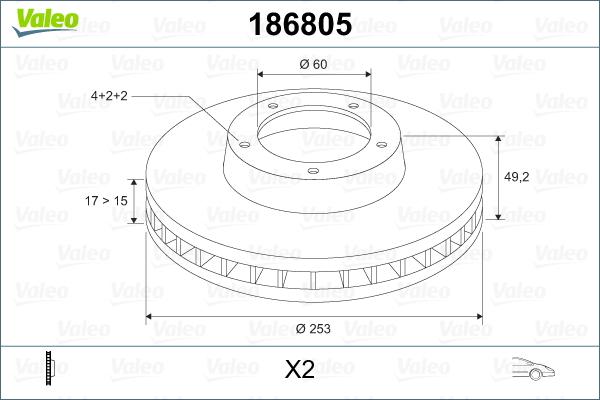 Valeo 186805 - Гальмівний диск avtolavka.club