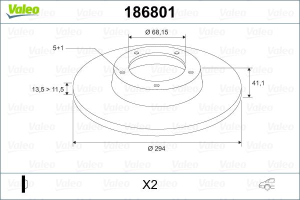 Valeo 186801 - Гальмівний диск avtolavka.club