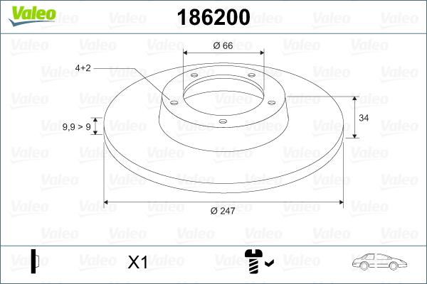 Valeo 186200 - Гальмівний диск avtolavka.club