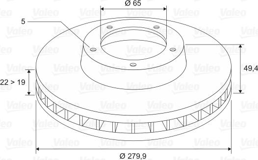 Valeo 297754 - Гальмівний диск avtolavka.club