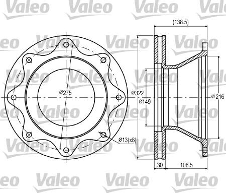 Valeo 187055 - Гальмівний диск avtolavka.club