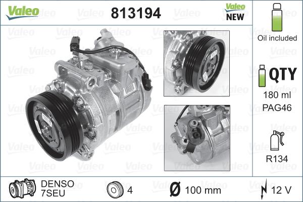 Valeo 813194 - Компресор, кондиціонер avtolavka.club