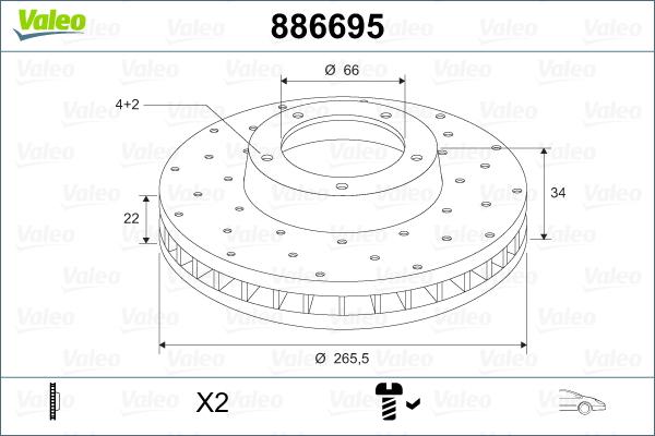 Valeo 886695 - Гальмівний диск avtolavka.club