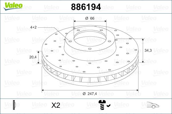 Valeo 886194 - Гальмівний диск avtolavka.club