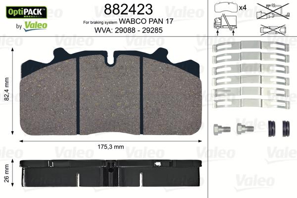 Valeo 882423 - Гальмівні колодки, дискові гальма avtolavka.club