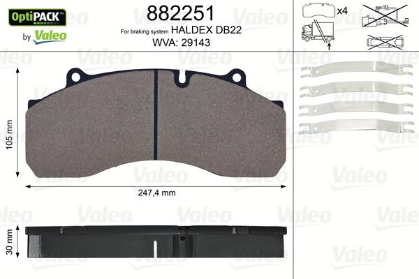 Valeo 882251 - Гальмівні колодки, дискові гальма avtolavka.club