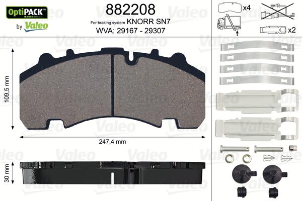 Valeo 882208 - Гальмівні колодки, дискові гальма avtolavka.club