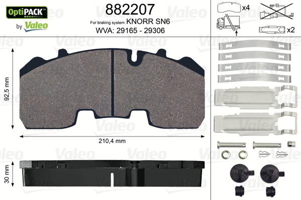 Valeo 882207 - Гальмівні колодки, дискові гальма avtolavka.club