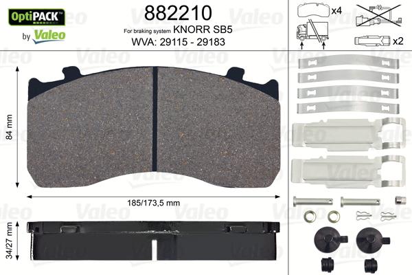 Valeo 882210 - Гальмівні колодки, дискові гальма avtolavka.club