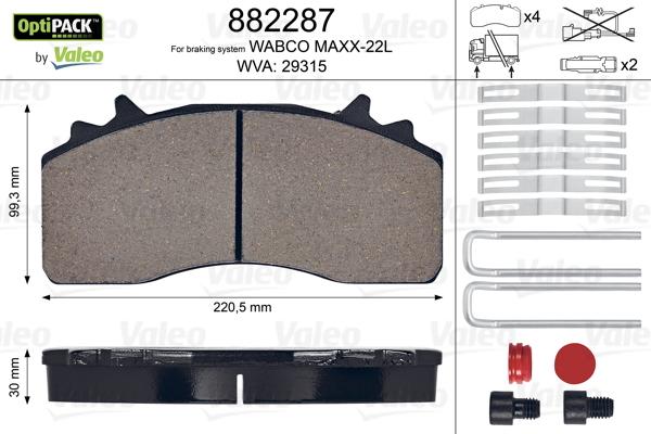 Valeo 882287 - Гальмівні колодки, дискові гальма avtolavka.club