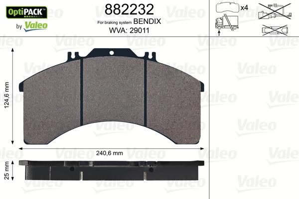 Valeo 882232 - Гальмівні колодки, дискові гальма avtolavka.club