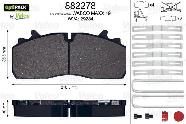 Valeo 882278 - Гальмівні колодки, дискові гальма avtolavka.club