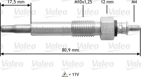 Valeo 345 160 - Свічка розжарювання avtolavka.club