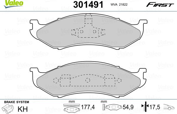 Valeo 301491 - Гальмівні колодки, дискові гальма avtolavka.club