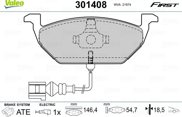 Valeo 301408 - Гальмівні колодки, дискові гальма avtolavka.club