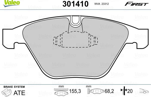 Valeo 301410 - Гальмівні колодки, дискові гальма avtolavka.club