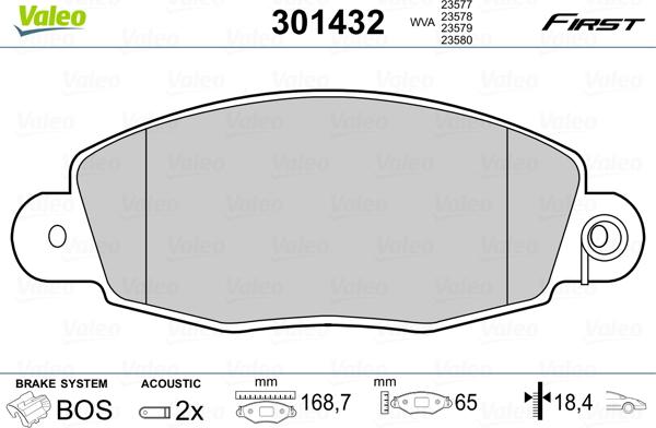 Valeo 301432 - Гальмівні колодки, дискові гальма avtolavka.club