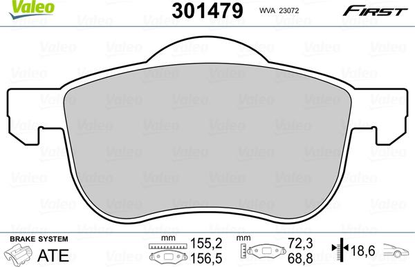 Valeo 301479 - Гальмівні колодки, дискові гальма avtolavka.club