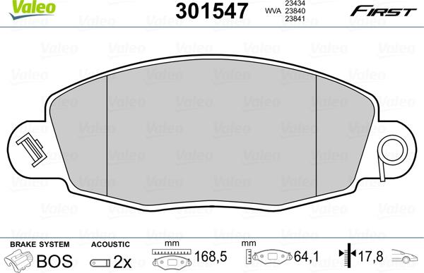 Valeo 301547 - Гальмівні колодки, дискові гальма avtolavka.club