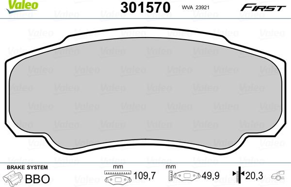 Valeo 301570 - Гальмівні колодки, дискові гальма avtolavka.club