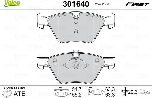 Valeo 301640 - Гальмівні колодки, дискові гальма avtolavka.club