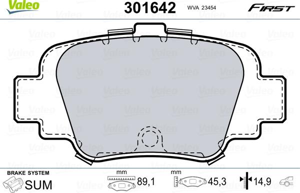 Valeo 301642 - Гальмівні колодки, дискові гальма avtolavka.club