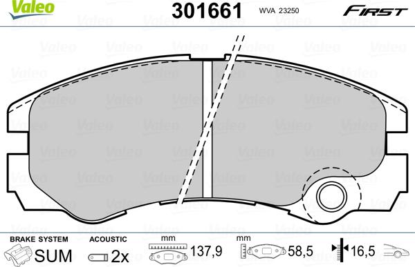 Valeo 301661 - Гальмівні колодки, дискові гальма avtolavka.club