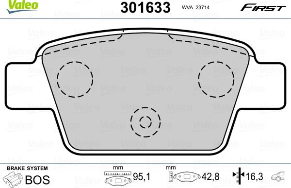 Valeo 301633 - Гальмівні колодки, дискові гальма avtolavka.club