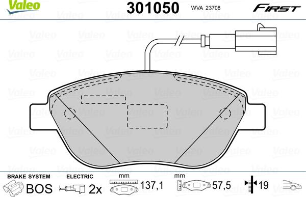 Valeo 301050 - Гальмівні колодки, дискові гальма avtolavka.club