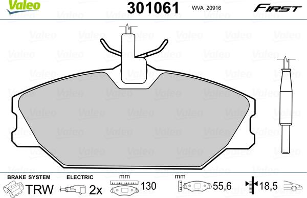 Valeo 301061 - Гальмівні колодки, дискові гальма avtolavka.club