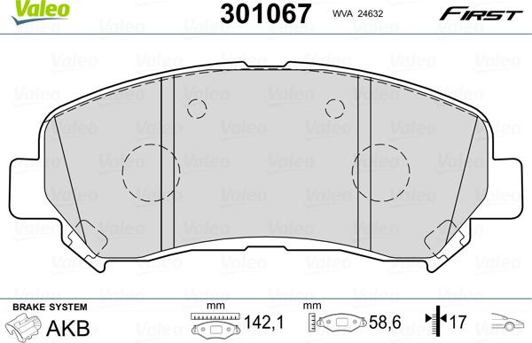 Valeo 301067 - Гальмівні колодки, дискові гальма avtolavka.club