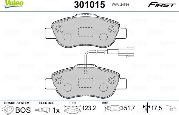 Valeo 301015 - Гальмівні колодки, дискові гальма avtolavka.club