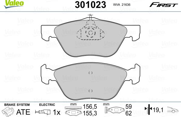 Valeo 301023 - Гальмівні колодки, дискові гальма avtolavka.club