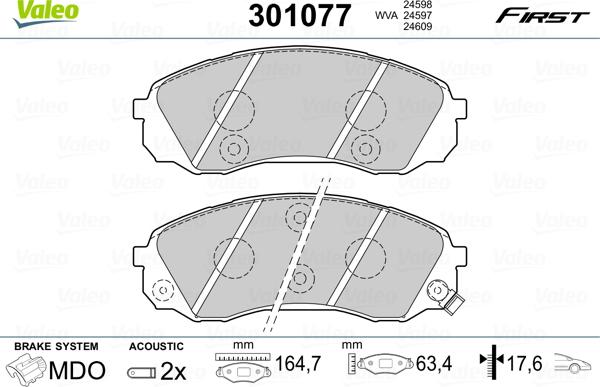 Valeo 301077 - Гальмівні колодки, дискові гальма avtolavka.club