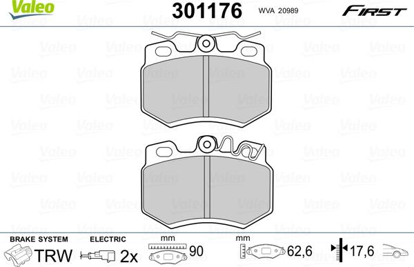 Valeo 301176 - Гальмівні колодки, дискові гальма avtolavka.club