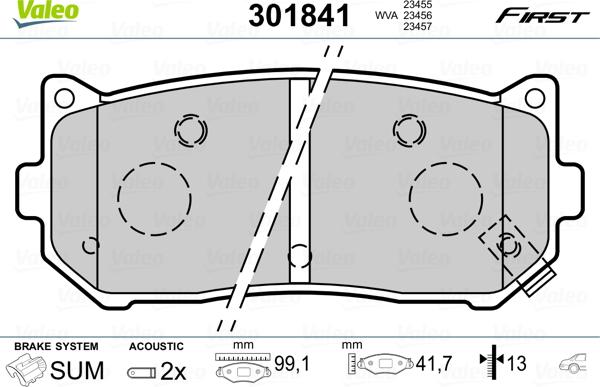 Valeo 301841 - Гальмівні колодки, дискові гальма avtolavka.club