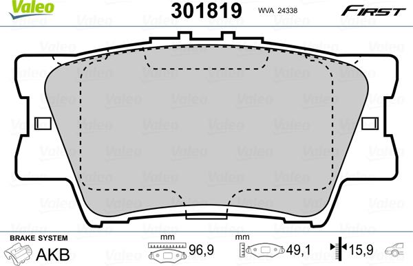 Valeo 301819 - Гальмівні колодки, дискові гальма avtolavka.club