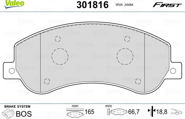 Valeo 301816 - Гальмівні колодки, дискові гальма avtolavka.club