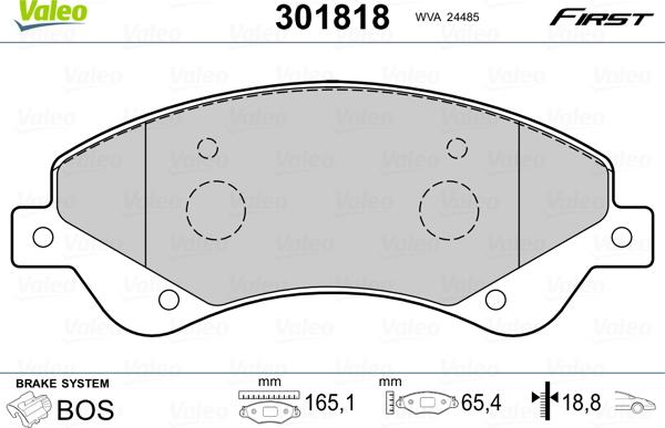 Valeo 301818 - Гальмівні колодки, дискові гальма avtolavka.club