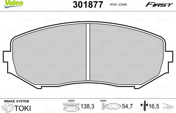 Valeo 301877 - Гальмівні колодки, дискові гальма avtolavka.club