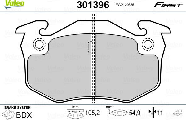 Valeo 301396 - Гальмівні колодки, дискові гальма avtolavka.club